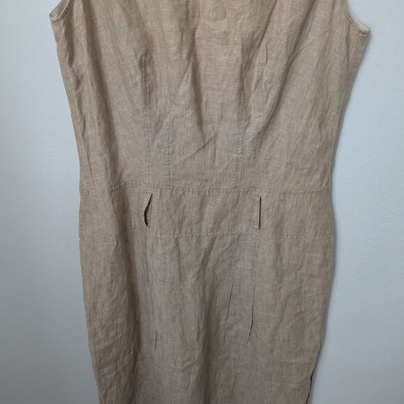 St. Emile Women's Linen Gold Sleeveless Dress, 10 - Picture 3 of 5
